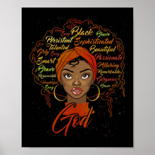 Póster African American Girl God Says I Am Black Pride