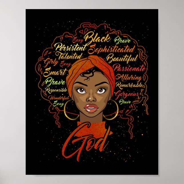 Póster African American Girl God Says I Am Black Pride (Frente)