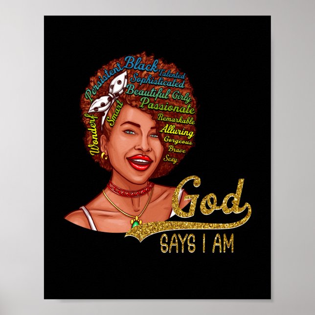 Póster African American Girl God Says I Am Black Pride (Frente)
