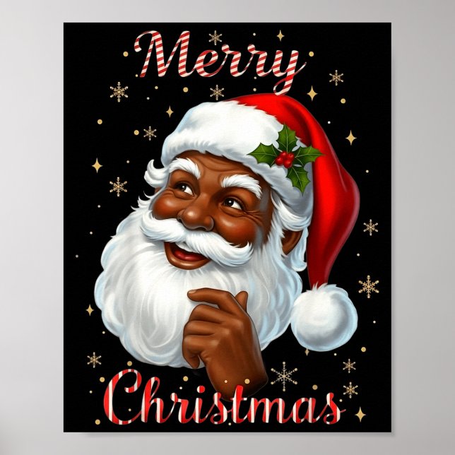 Póster African American Santa Christmas Cool Black X-mas  (Frente)