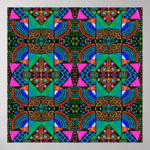Póster African art drawing. Seamless aztec pattern. Chero