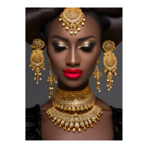 African exotic glam gold  jewel earrings pearls