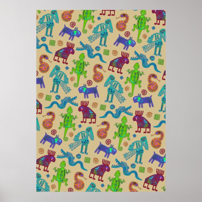 Póster African Mexican Culture Primitive Tribal Pattern 1 (Frente)