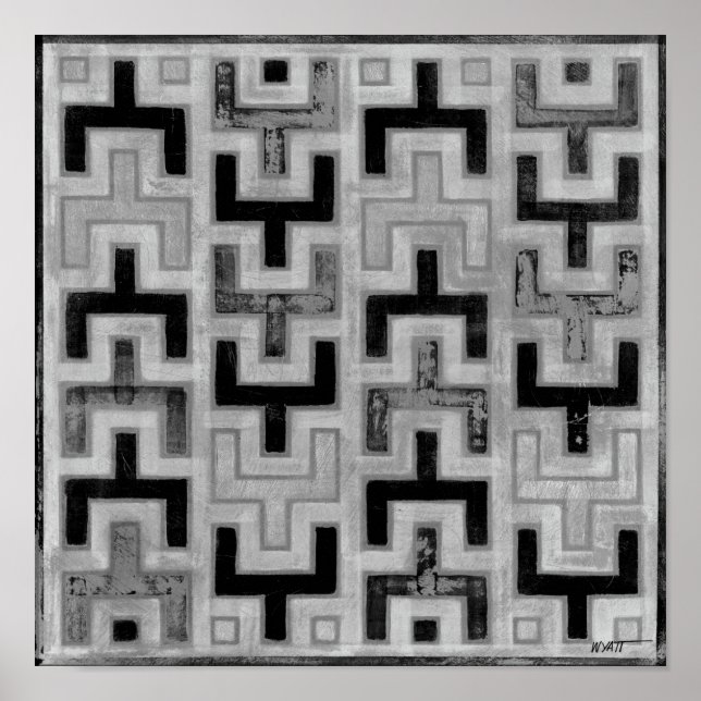 Póster African Mudcloth Textile with Geometric Patterns (Frente)