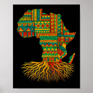 Póster African Roots Africa Map Melanin Junet1