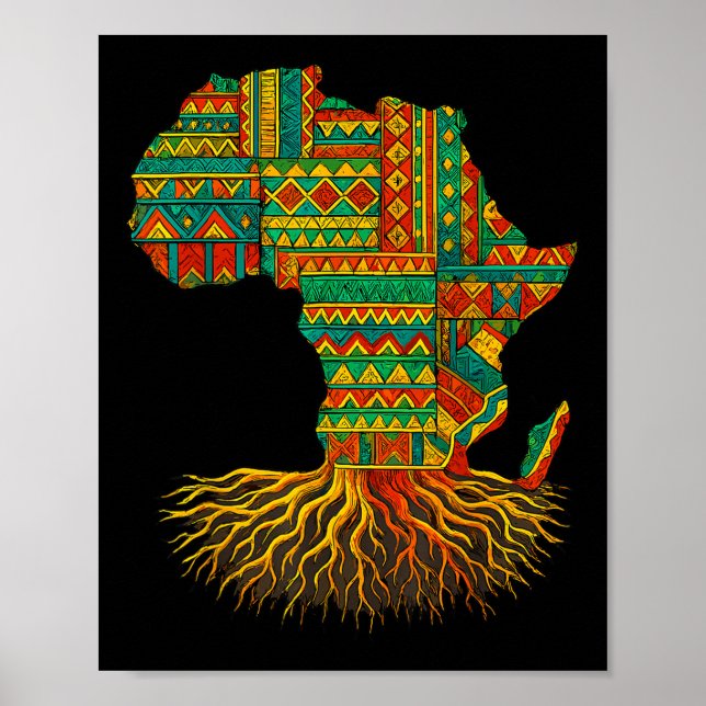 Póster African Roots Africa Map Melanin Junet1 (Frente)
