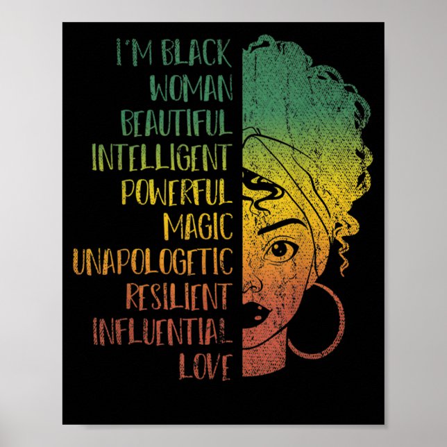 Póster African Woman Girls Gift Melanin Pride Black Histo (Frente)