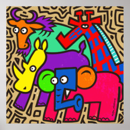 Poster Africano de Arte de Vida Silvestre