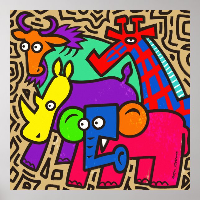 Poster Africano de Arte de Vida Silvestre (Frente)
