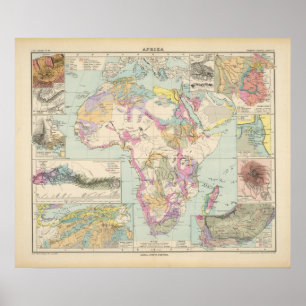 Póster Afrika - mapa del atlas de África