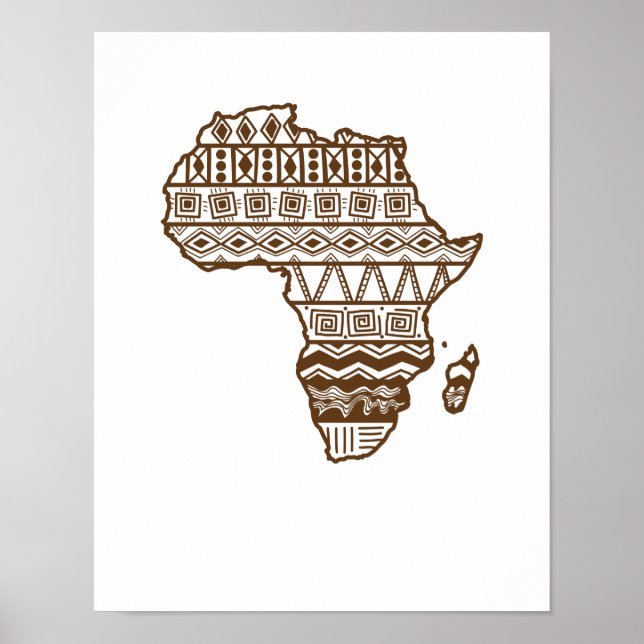 Póster Afrika Umriss Karte Muster Kontinent Karte (Frente)
