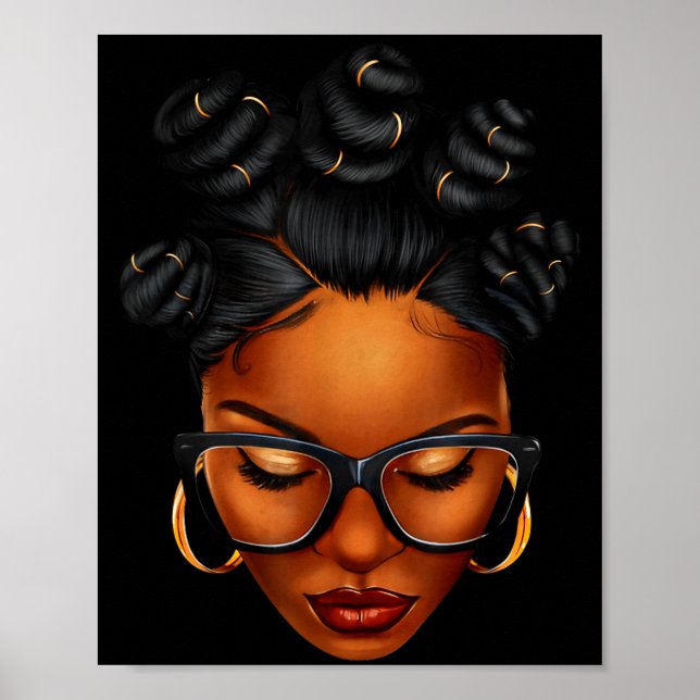 Póster Afro Black Woman African Black History Month Melan (Frente)