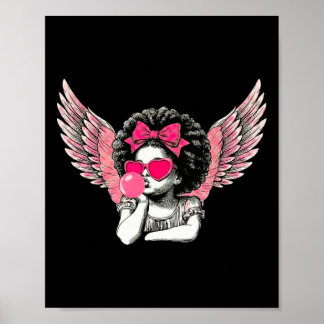 Póster Afro Cupid With Sungles Blowing Bubble Gum Valenti
