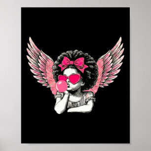 Póster Afro Cupido con gafas de sol soplando chicle Valen