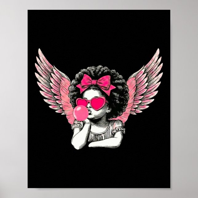 Póster Afro Cupido con gafas de sol soplando chicle Valen (Frente)