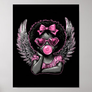 Póster Afro Cupido con gafas de sol soplando chicle Valen