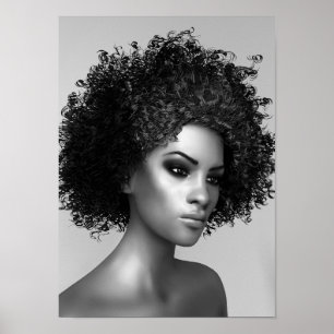 Póster Afro Hair 3D Render