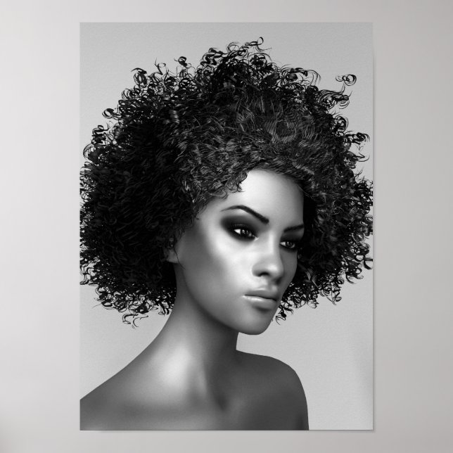 Póster Afro Hair 3D Render (Frente)