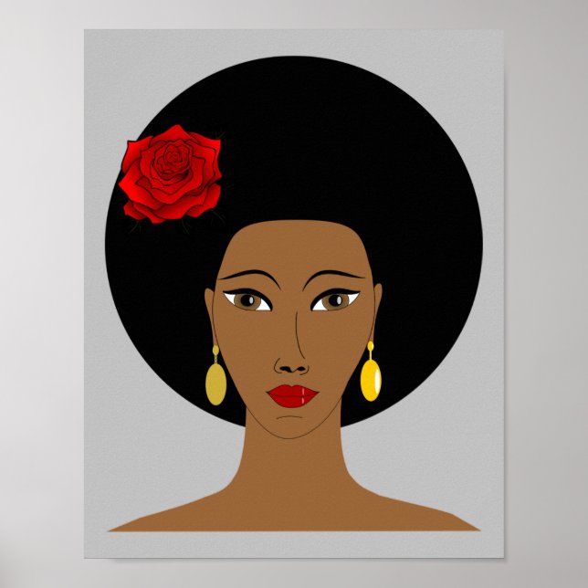 Póster Afro Hair Black Chica (Frente)