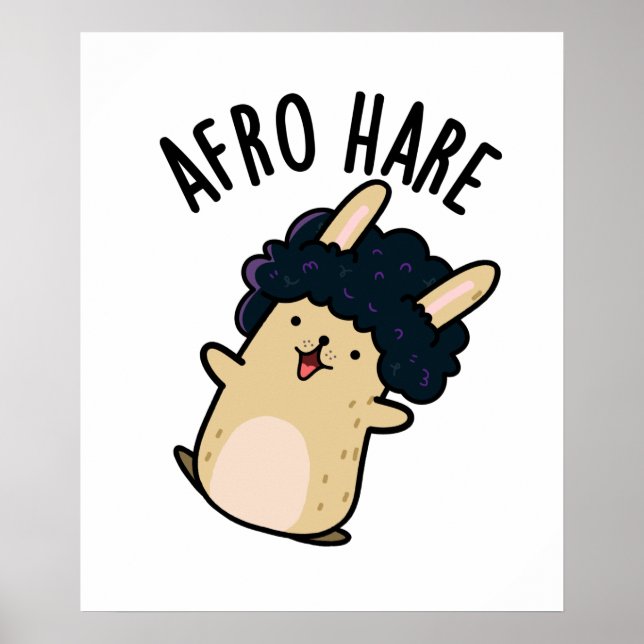 Póster Afro Hare Conejo Gracioso Con Afro Pun (Frente)