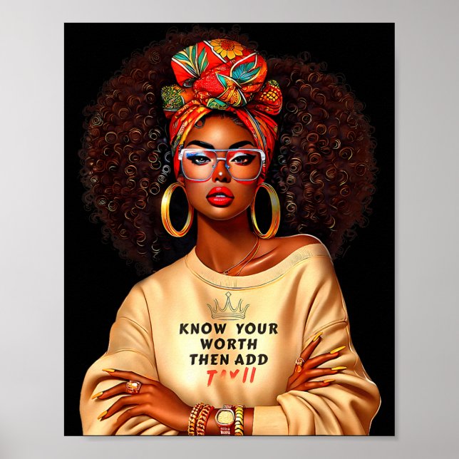 Póster Afro Queen Black Woman African Melanin Black Histo (Frente)