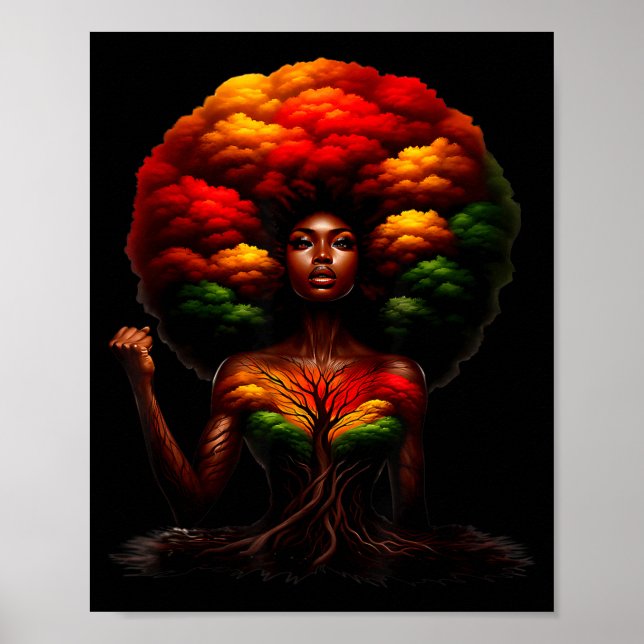 Póster Afro Queen Black Woman African Roots Melanin Black (Frente)