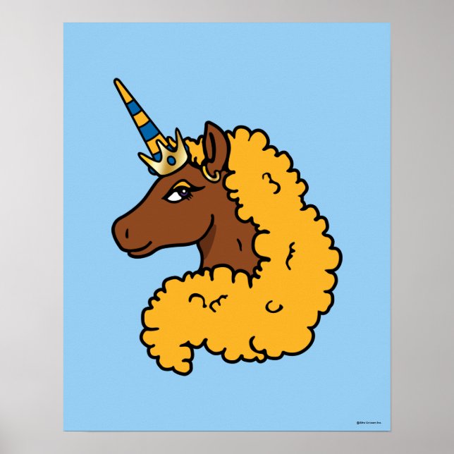 Póster Afro Unicornio amarillo (Frente)