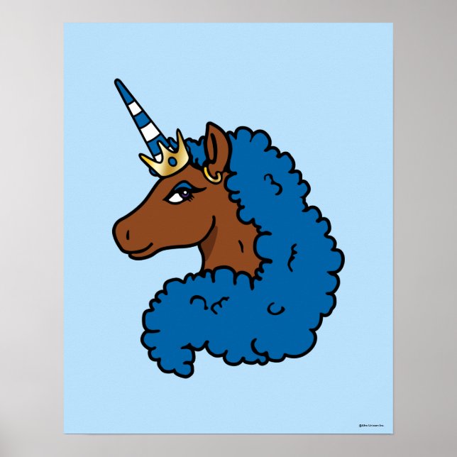 Póster Afro unicornio azul (Frente)