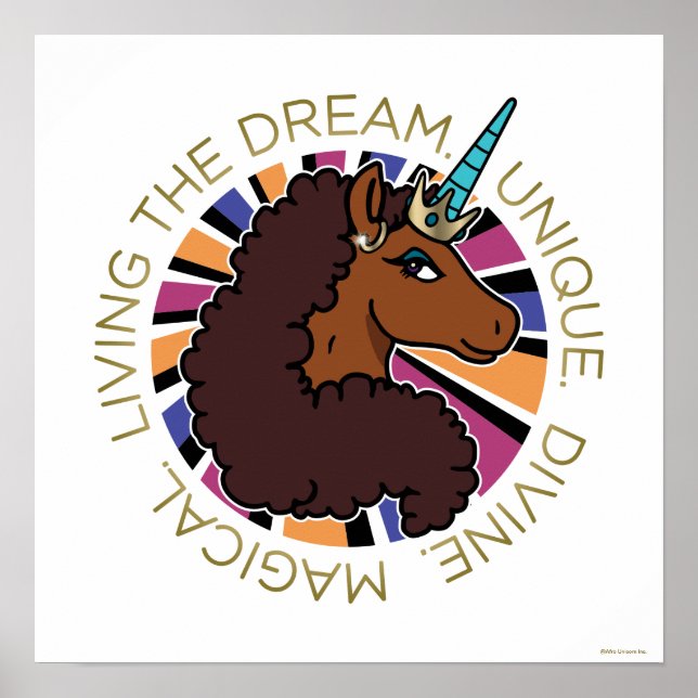 Póster Afro Unicornio viviendo el diseño de sueños (Frente)