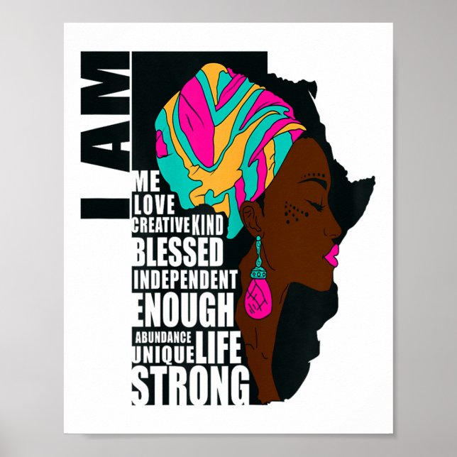 Póster Afro You Are Enough I Am Insrational Sayings Motiv (Frente)