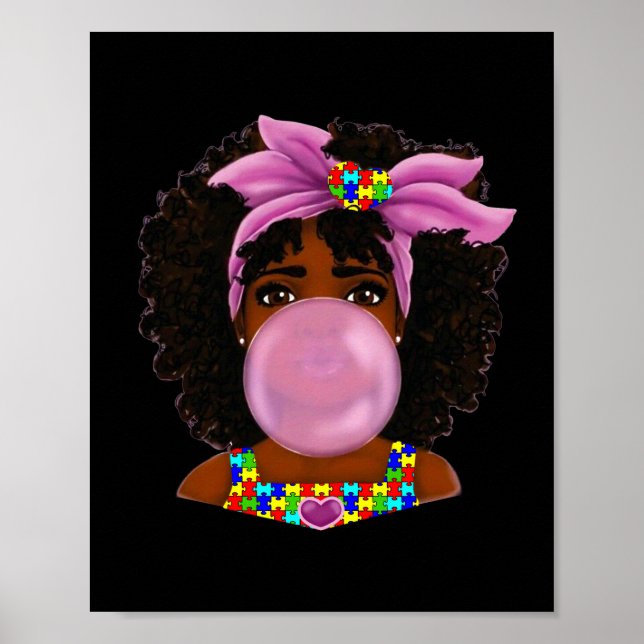 Póster Afroafroamericana mujer negra instigó el autismo (Frente)