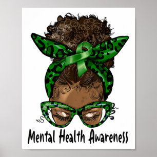 Póster Afroamericana de Black Woman Mental Health Awaring