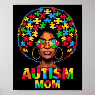 Póster Afromamá negra América conciencia del autismo