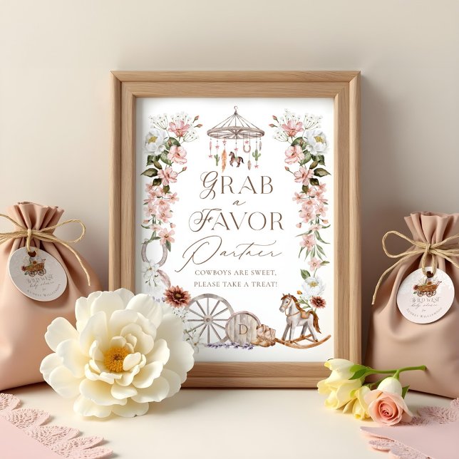 Póster Agarra Un Socio Favor Wild Western Baby Shower (Grab A Favour Partner Wild Western Baby Shower Poster)