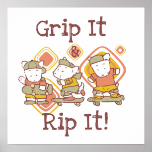 Póster Agárrelo y rasgúelo que anda en monopatín