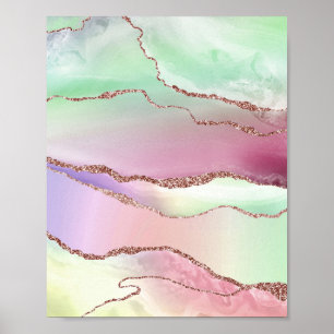 Póster Agate de sandía   Neo Mint Green y Cassis Pink