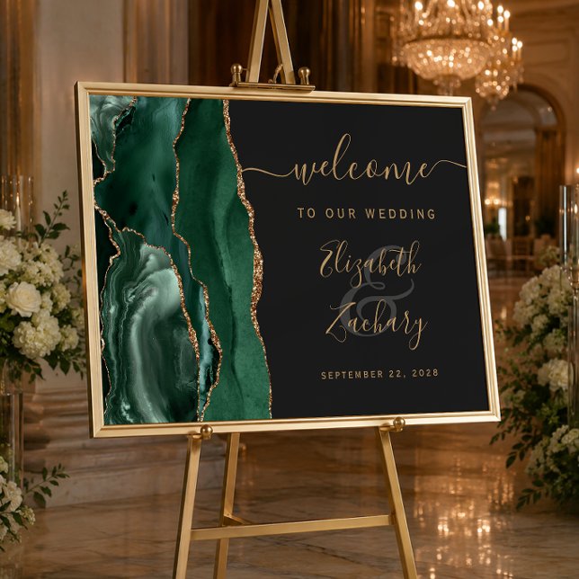 Póster Agate Esmeralda Verde Oro Oscuro Boda Bienvenida (Subido por el creador)