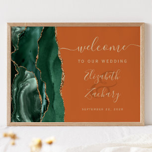 Póster Agate Esmeralda Verde Oro Óxido Bodas Bienvenida