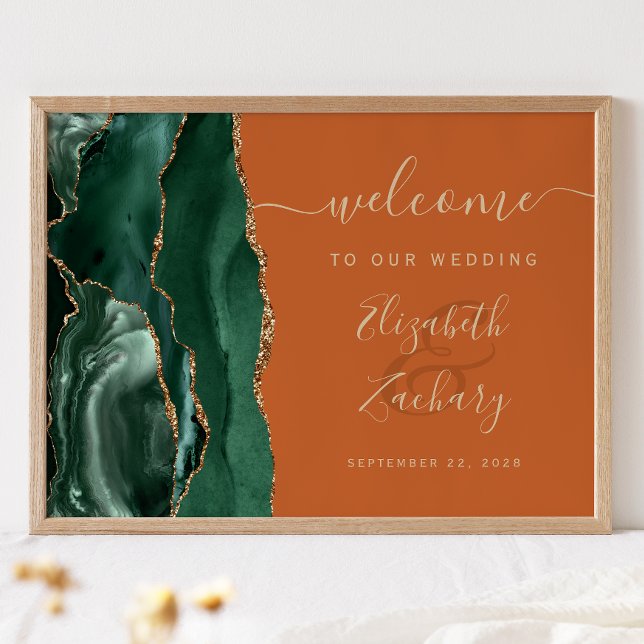 Póster Agate Esmeralda Verde Oro Óxido Bodas Bienvenida (Subido por el creador)