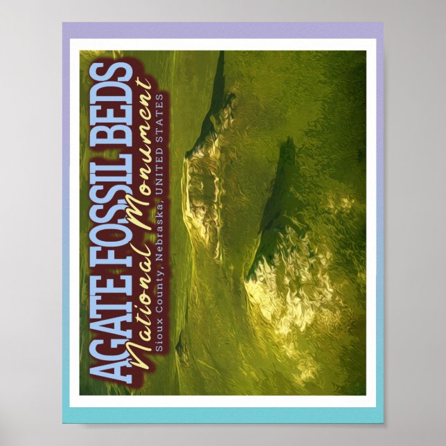 PÓSTER AGATE FOSSIL BEDS MONUMENTO NACIONAL - NEBRASKA EE (Frente)