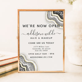 Póster Agate Geode Luxe Business, Purpurina Blanco Y Negr