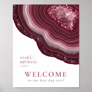Póster Agate Geode Purpurina Bienvenida Borgoña ID647