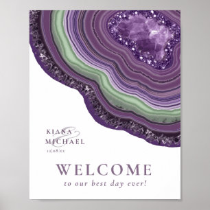 Póster Agate Geode Purpurina Boda Bienvenida Violet ID647