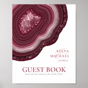 Póster Agate Geode Purpurina Bodas invitados Borgoña ID64