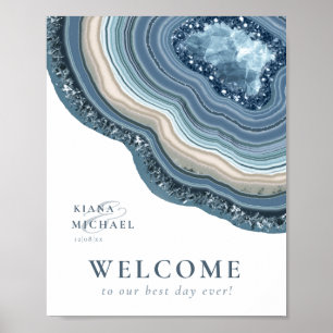 Póster Agate Geode Purpurina Welcome Dusty Blue ID647