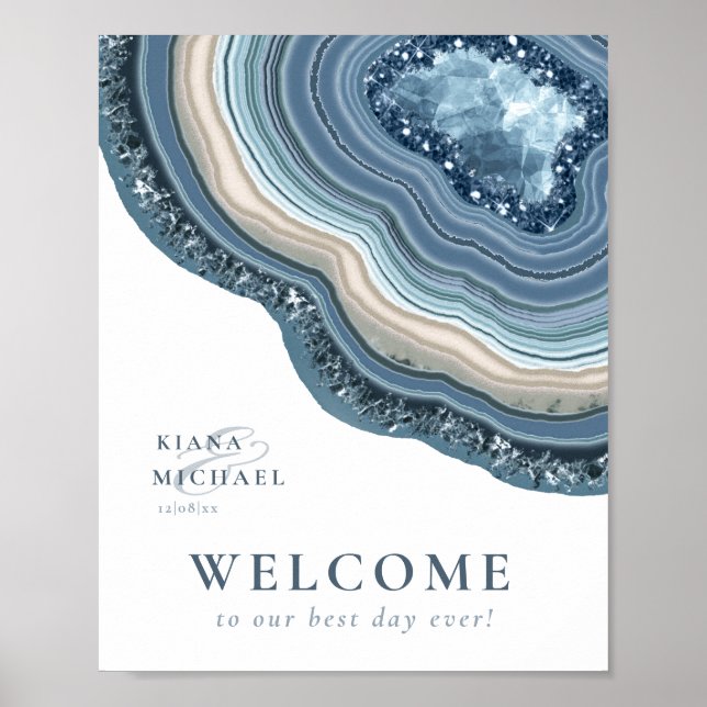 Póster Agate Geode Purpurina Welcome Dusty Blue ID647 (Frente)