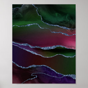 Póster Agate vibrante   Tono de joyas rosa y verde rico