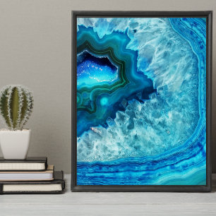 Póster Agato moderno de mármol azul