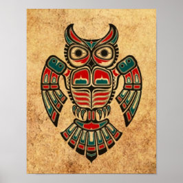 Póster Aged and Worn Haida Spirit Owl