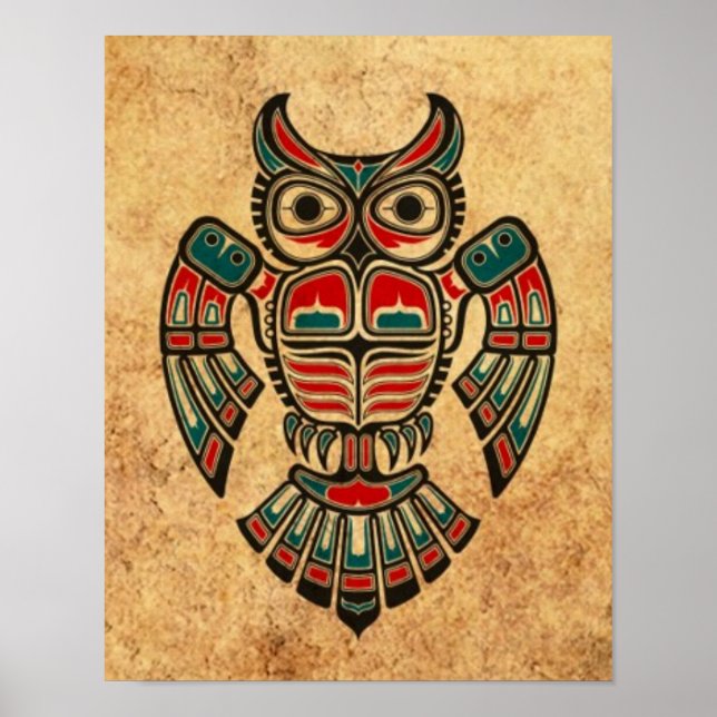 Póster Aged and Worn Haida Spirit Owl (Frente)